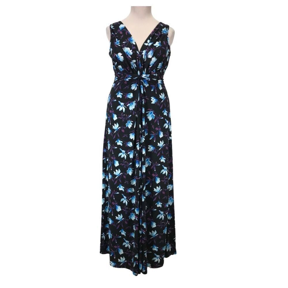 Anna Field Women’s Floral Print Maxi Dress Size S Petite Blue Black See Notes